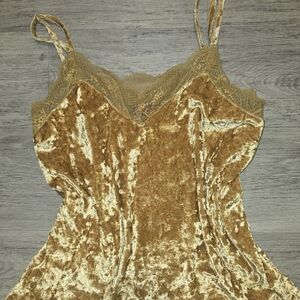 Velvet Lace Cami Tank Top in Golden Color